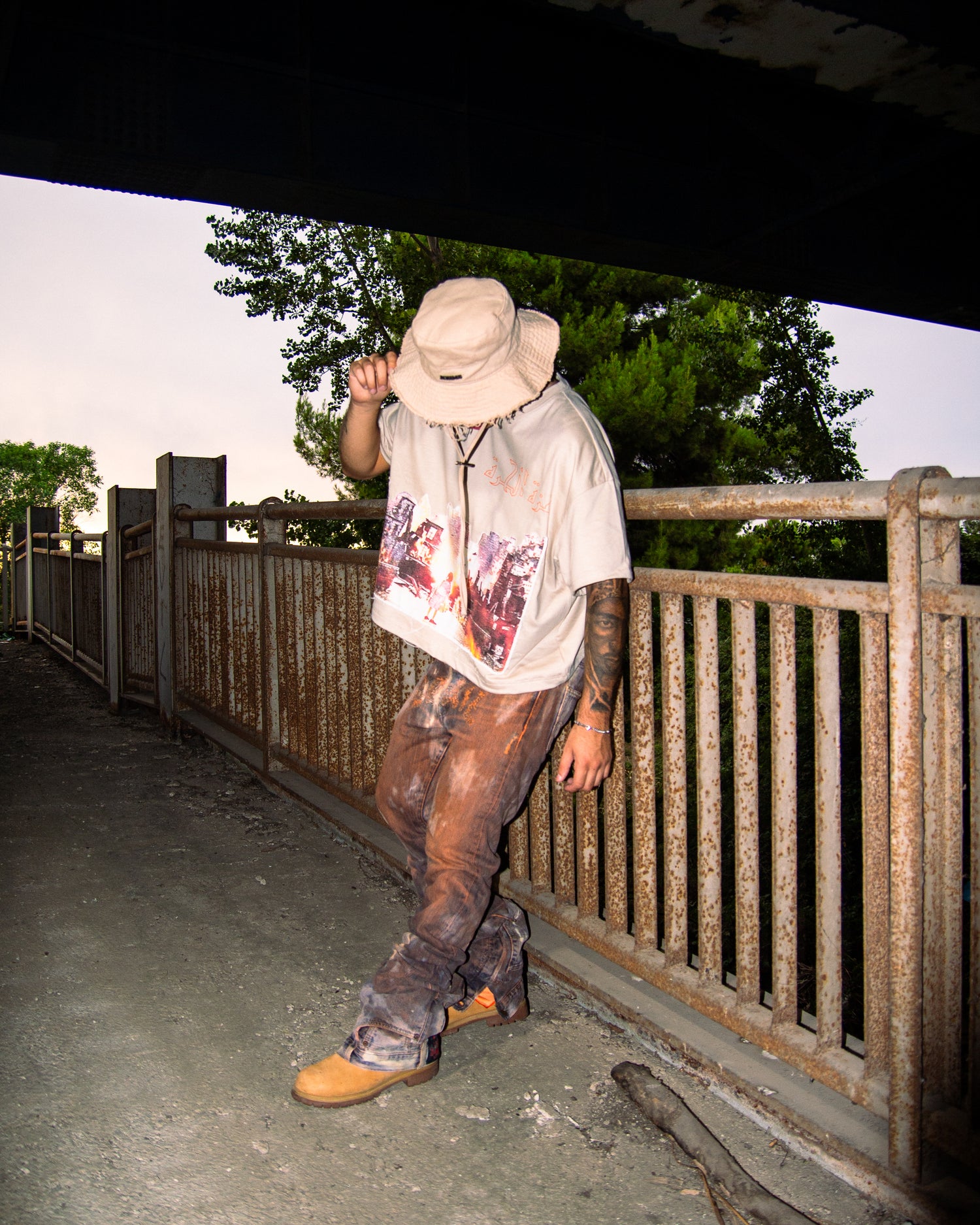 ORANGE WASHED REVERSE DENIM