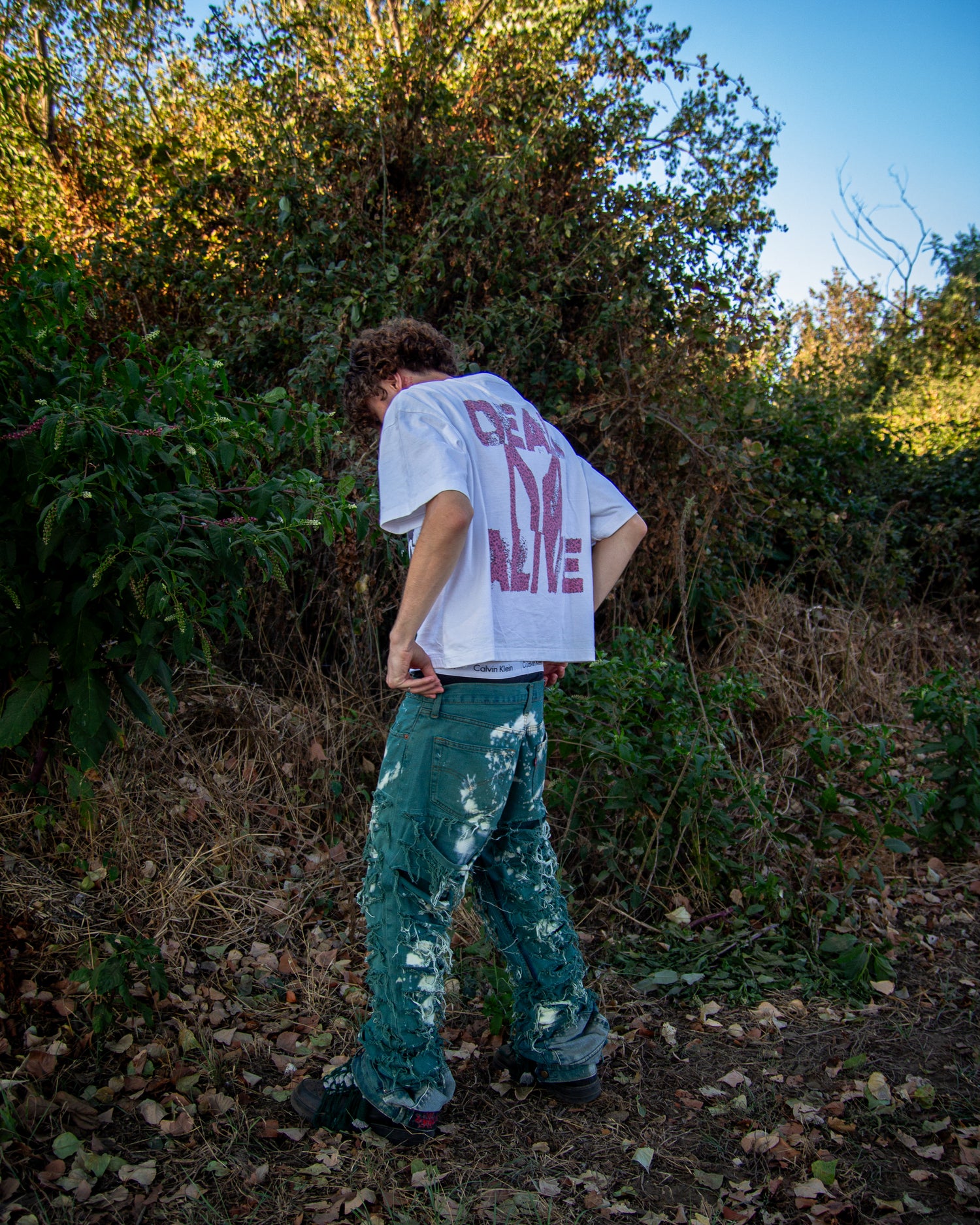 FOREST RIPPED STACKED REVERSE DENIM