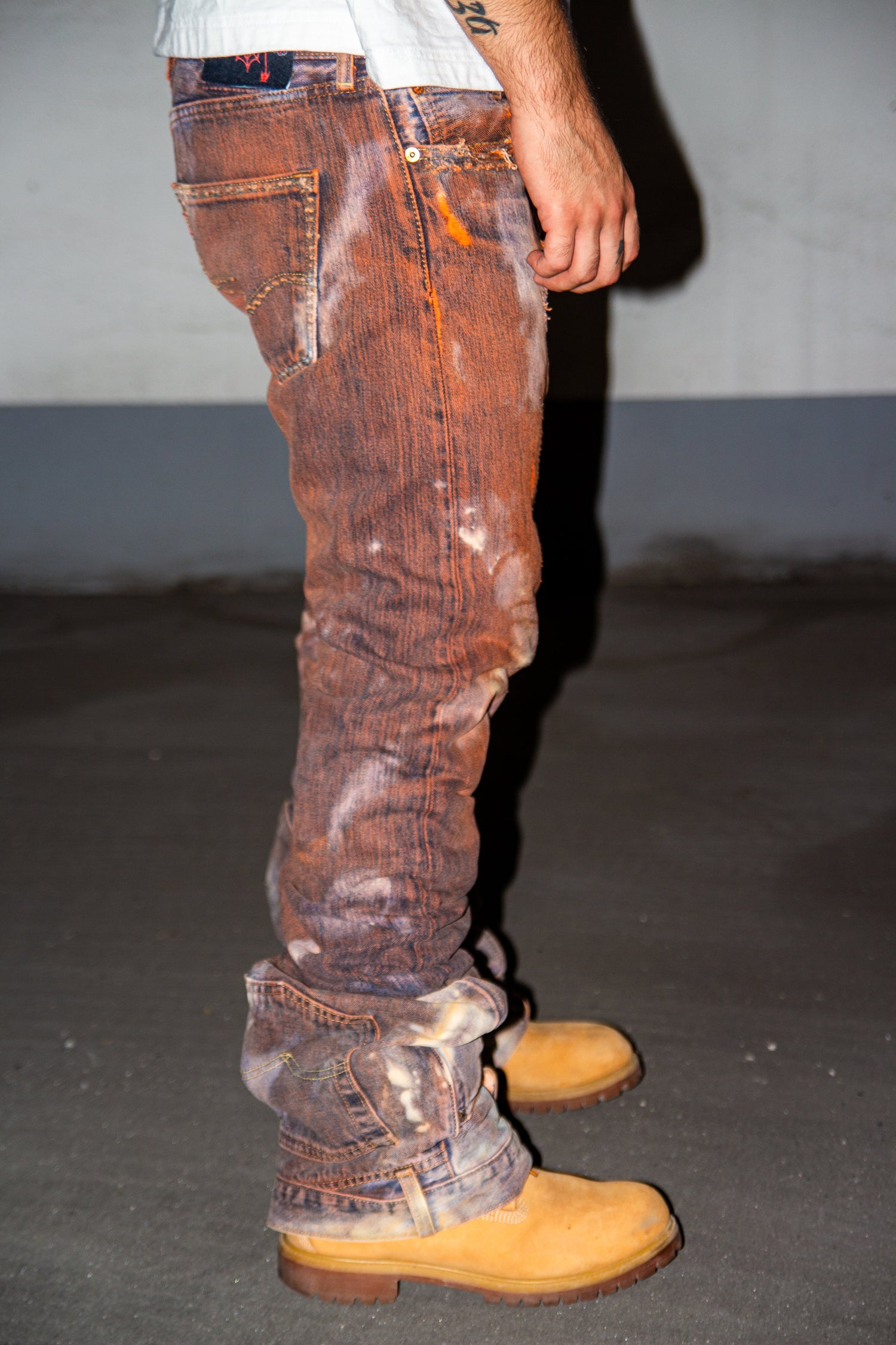 ORANGE WASHED REVERSE DENIM