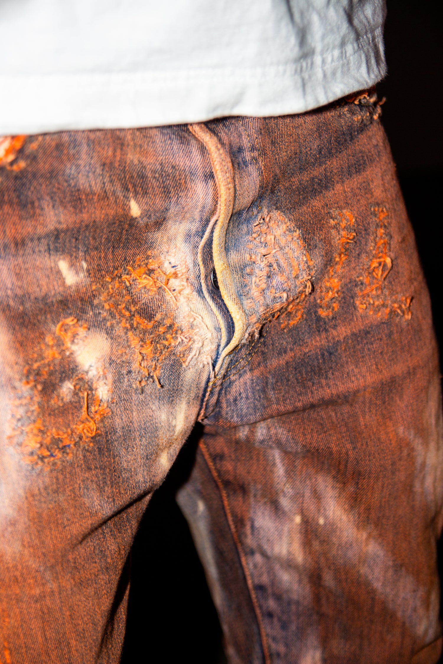 ORANGE WASHED REVERSE DENIM