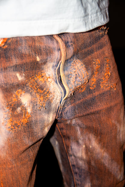 ORANGE WASHED REVERSE DENIM