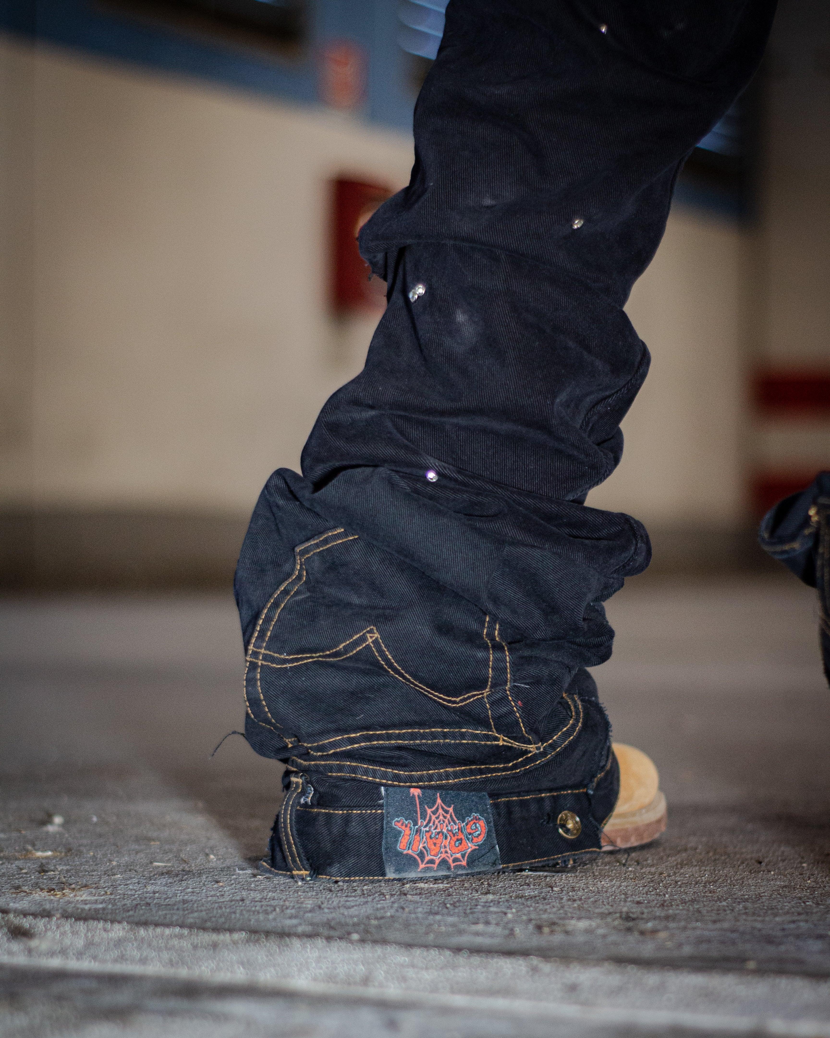 OBSIDIAN BLACK SHINE REVERSE DENIM ( ULTRA FLARED EDITION )
