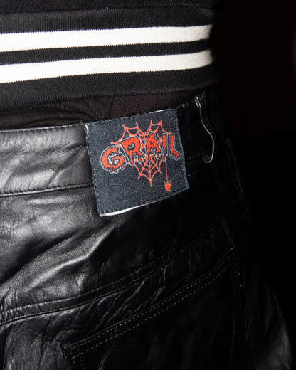 OBSIDIAN BLACK REVERSE LEATHER ( ULTRA BAGGY EDITION )