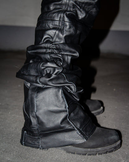 OBSIDIAN BLACK REVERSE LEATHER ( ULTRA BAGGY EDITION )