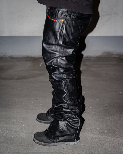 BLACK SHINE RED RUBY REVERSE LEATHER ( ULTRA BAGGY EDITION )