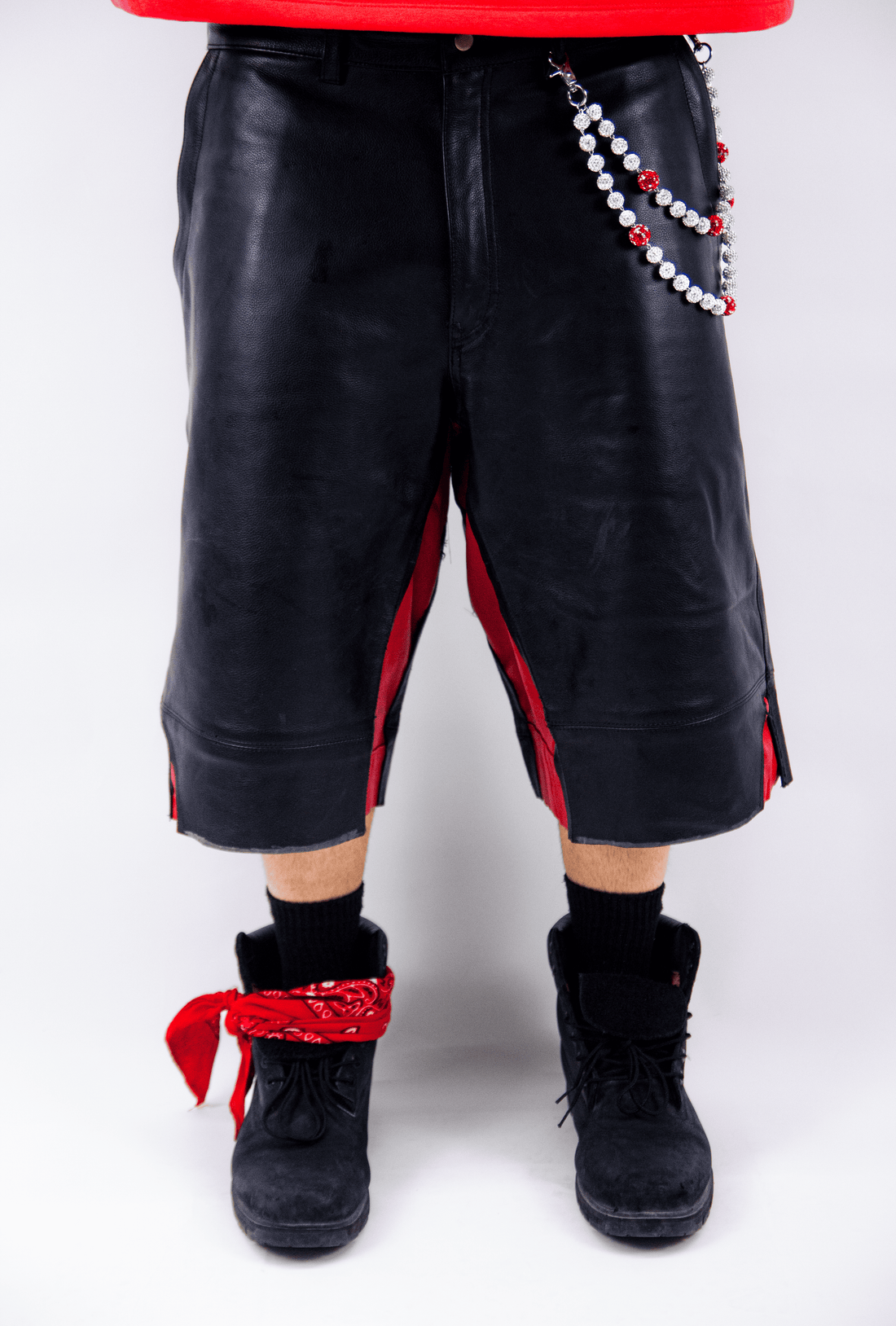 RED VELVET LEATHER SHORTS