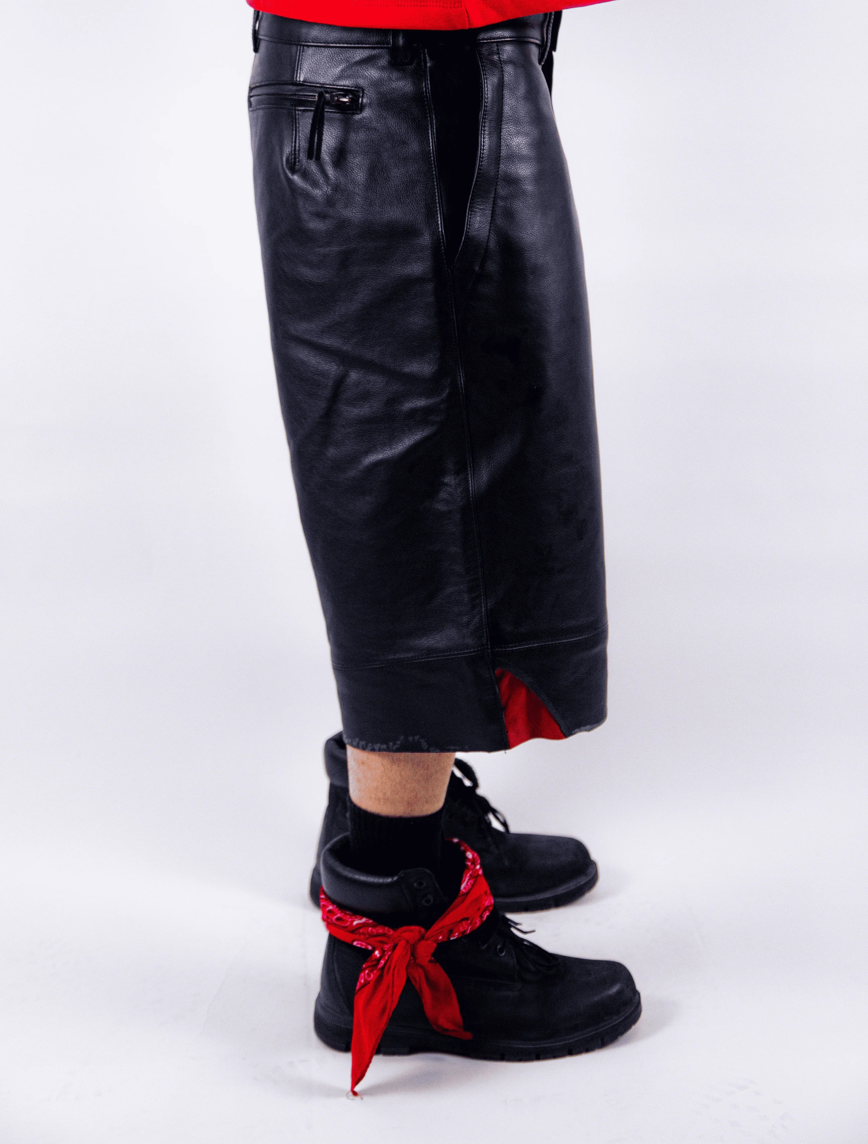 RED VELVET LEATHER SHORTS