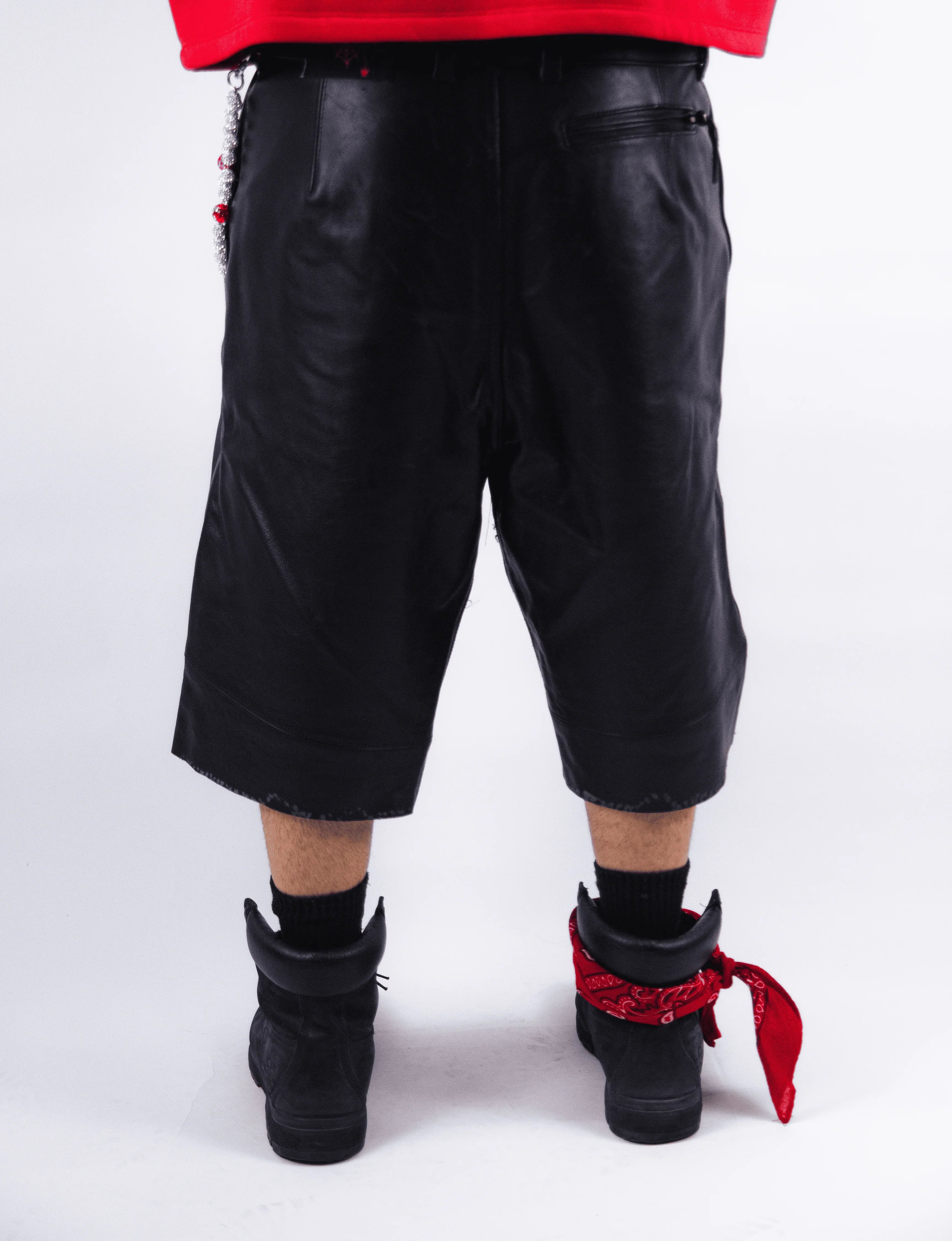 RED VELVET LEATHER SHORTS
