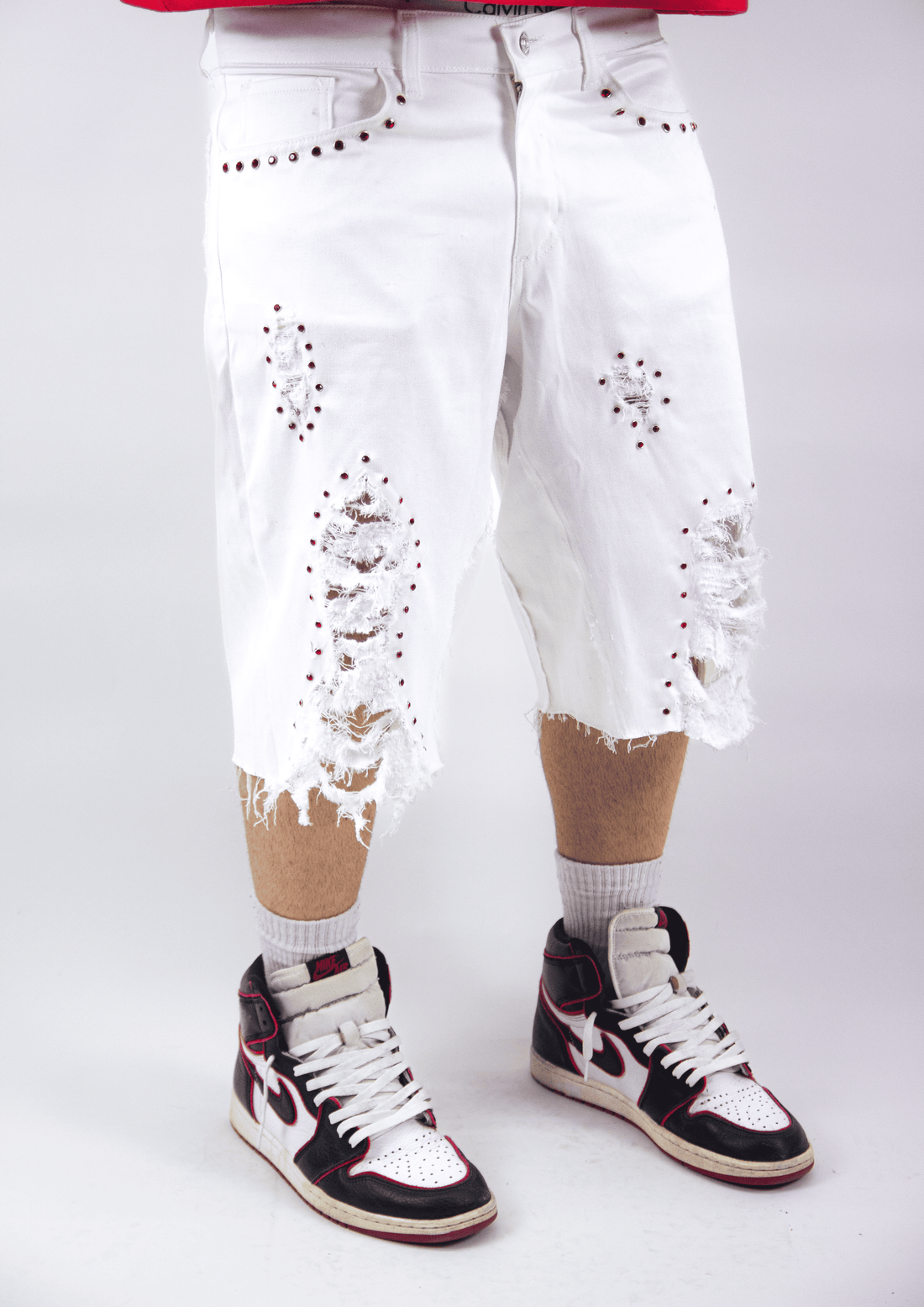 WHITE RED RUBY JORTS