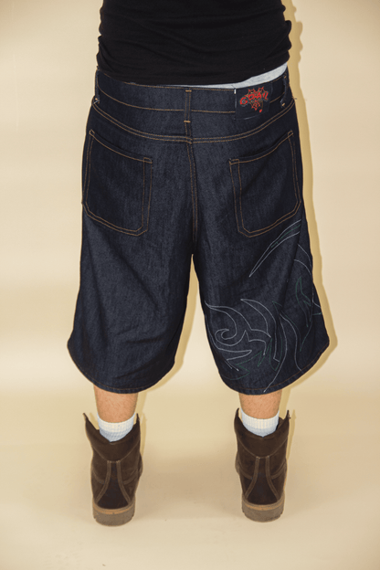 RAW EMBROIDERY SCRATCHED JORTS 1/1