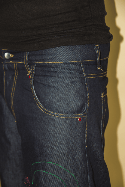 RAW EMBROIDERY SCRATCHED JORTS 1/1