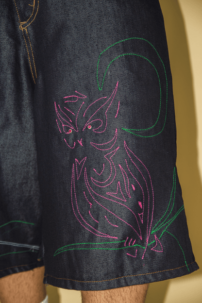 RAW EMBROIDERY SCRATCHED JORTS 1/1
