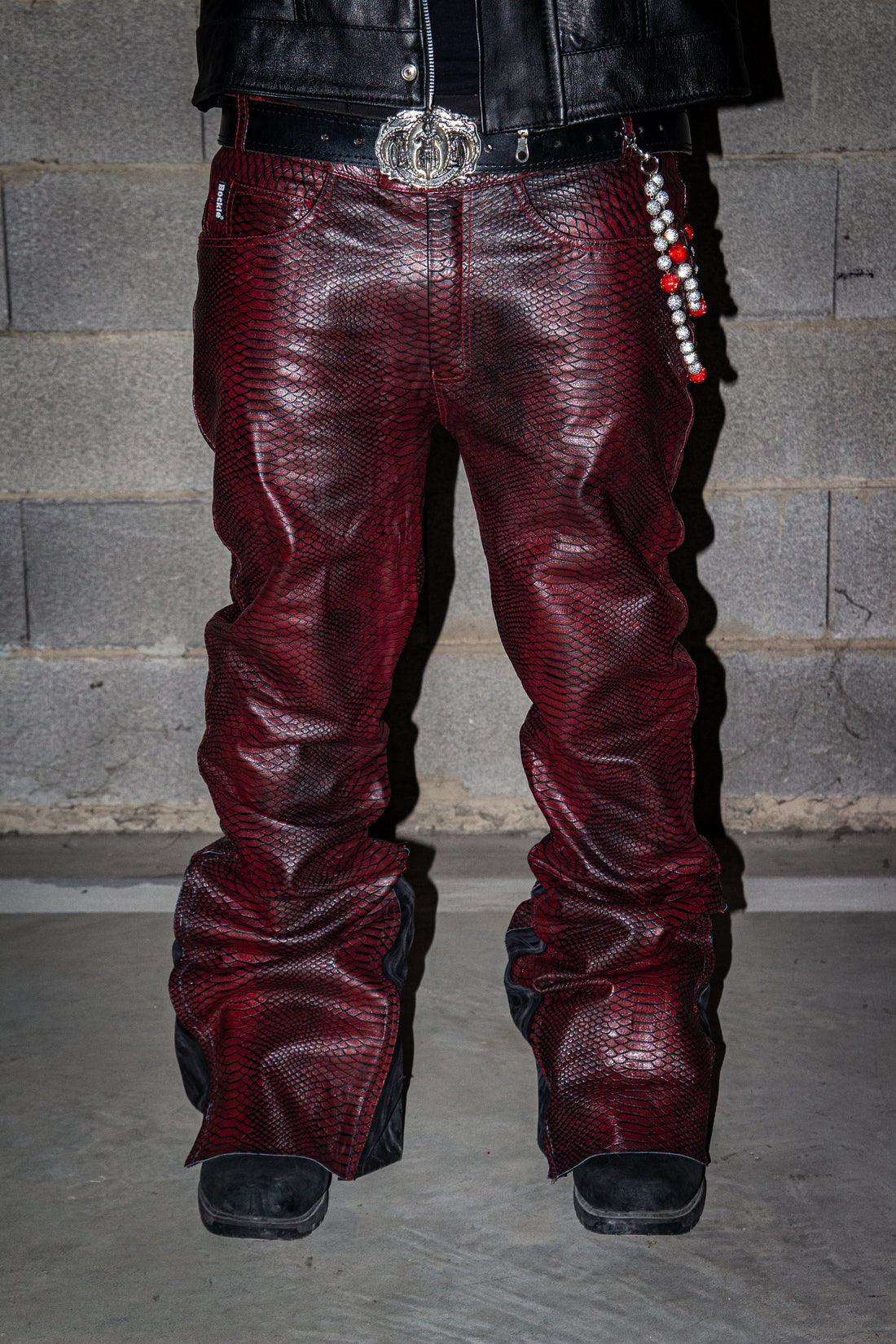 CRIMSON SNAKE REVERSE LEATHER