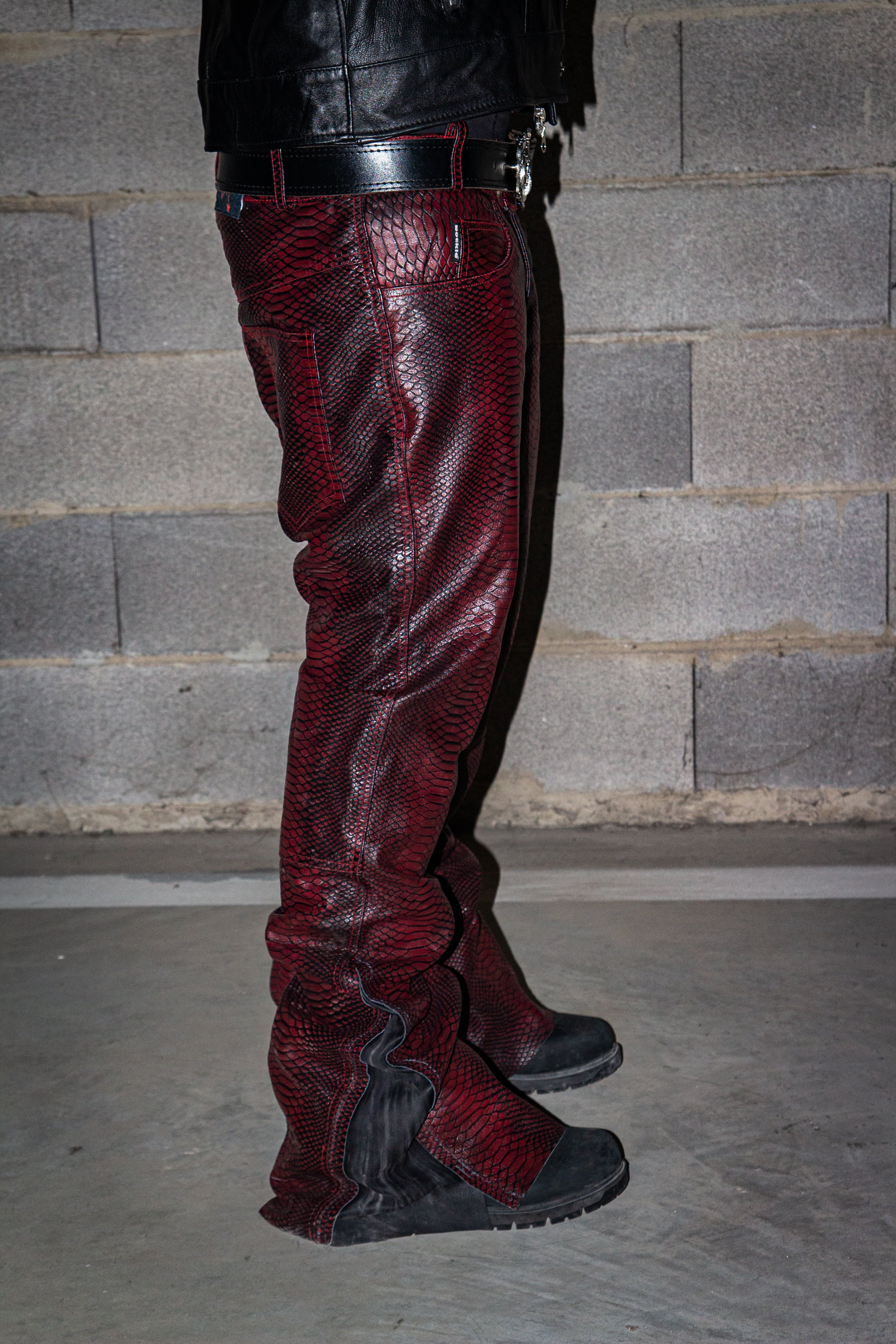 CRIMSON SNAKE REVERSE LEATHER