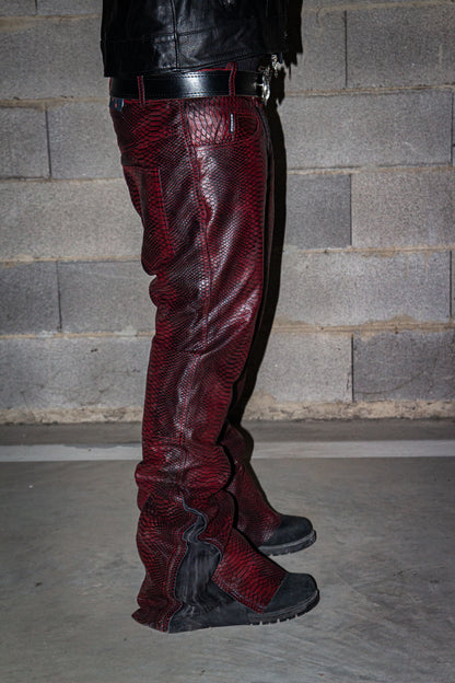 CRIMSON SNAKE REVERSE LEATHER