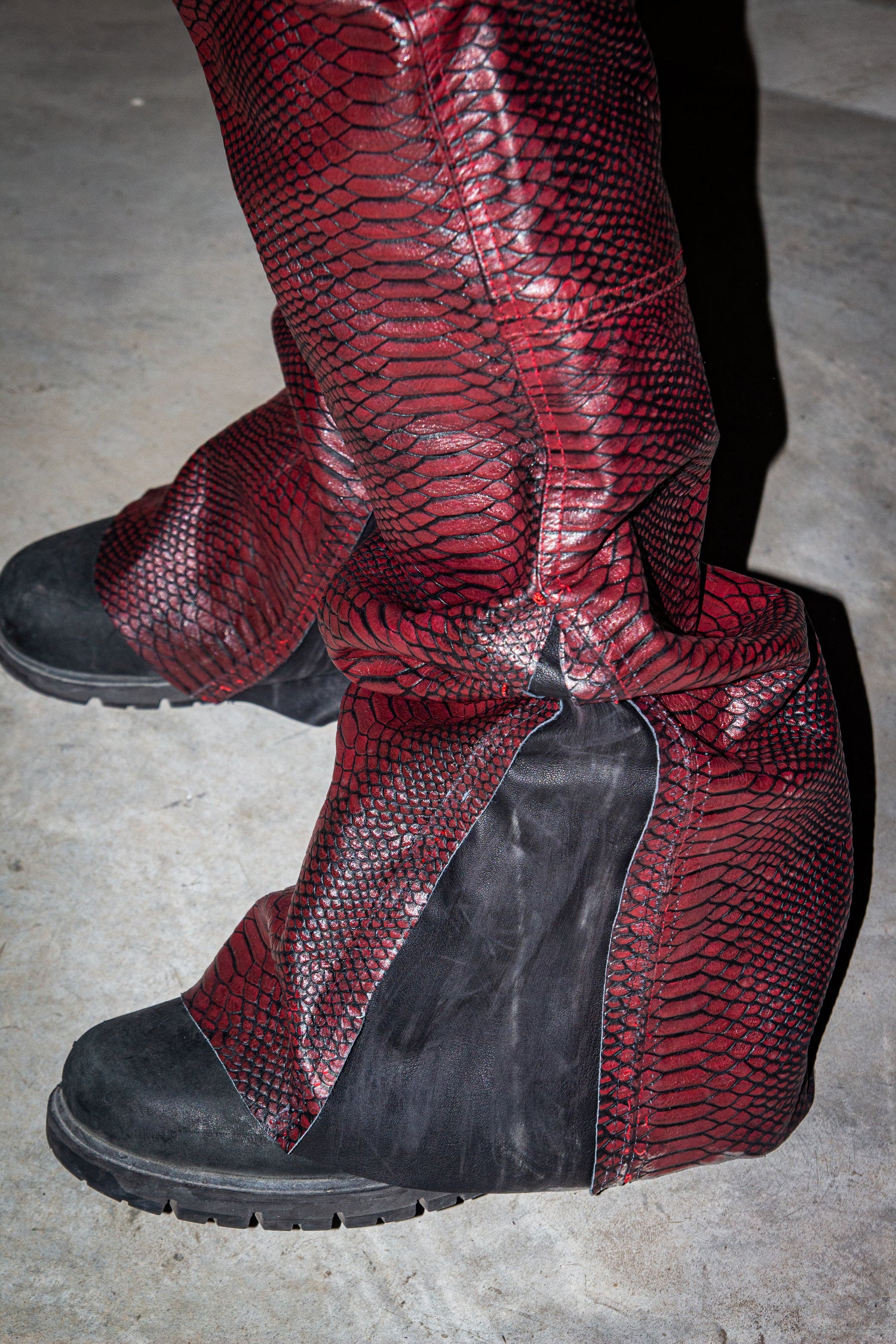 CRIMSON SNAKE REVERSE LEATHER