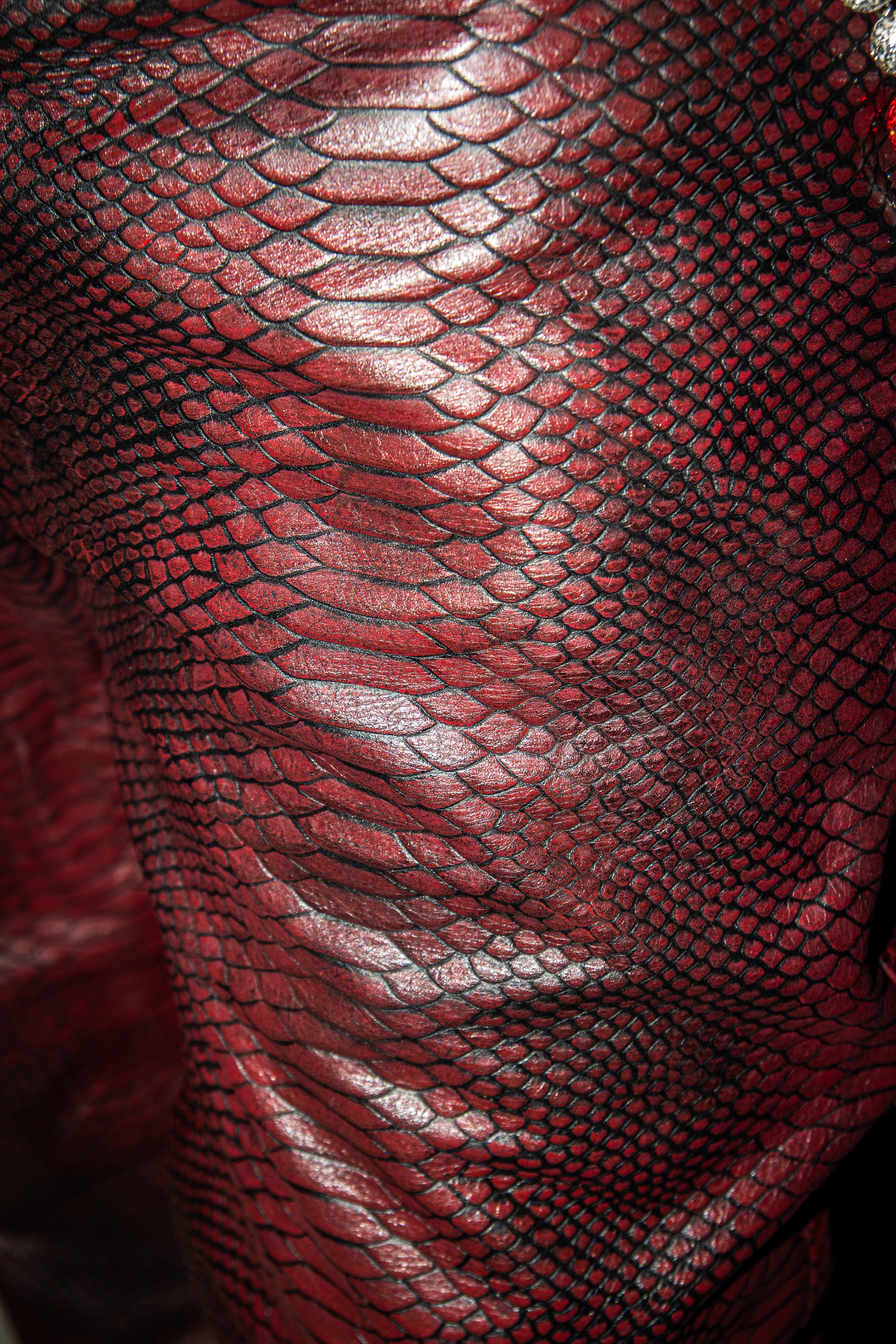 CRIMSON SNAKE REVERSE LEATHER