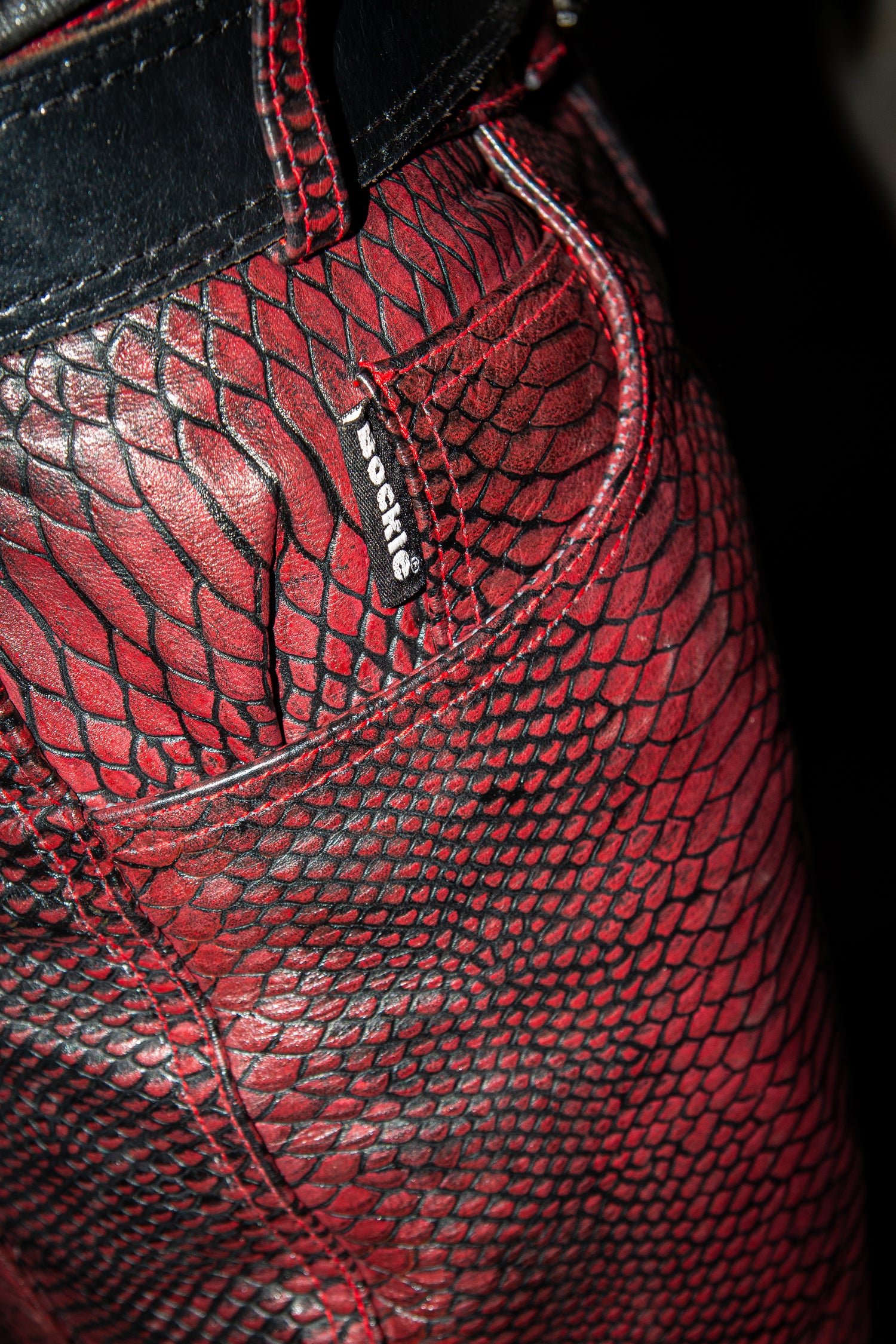 CRIMSON SNAKE REVERSE LEATHER