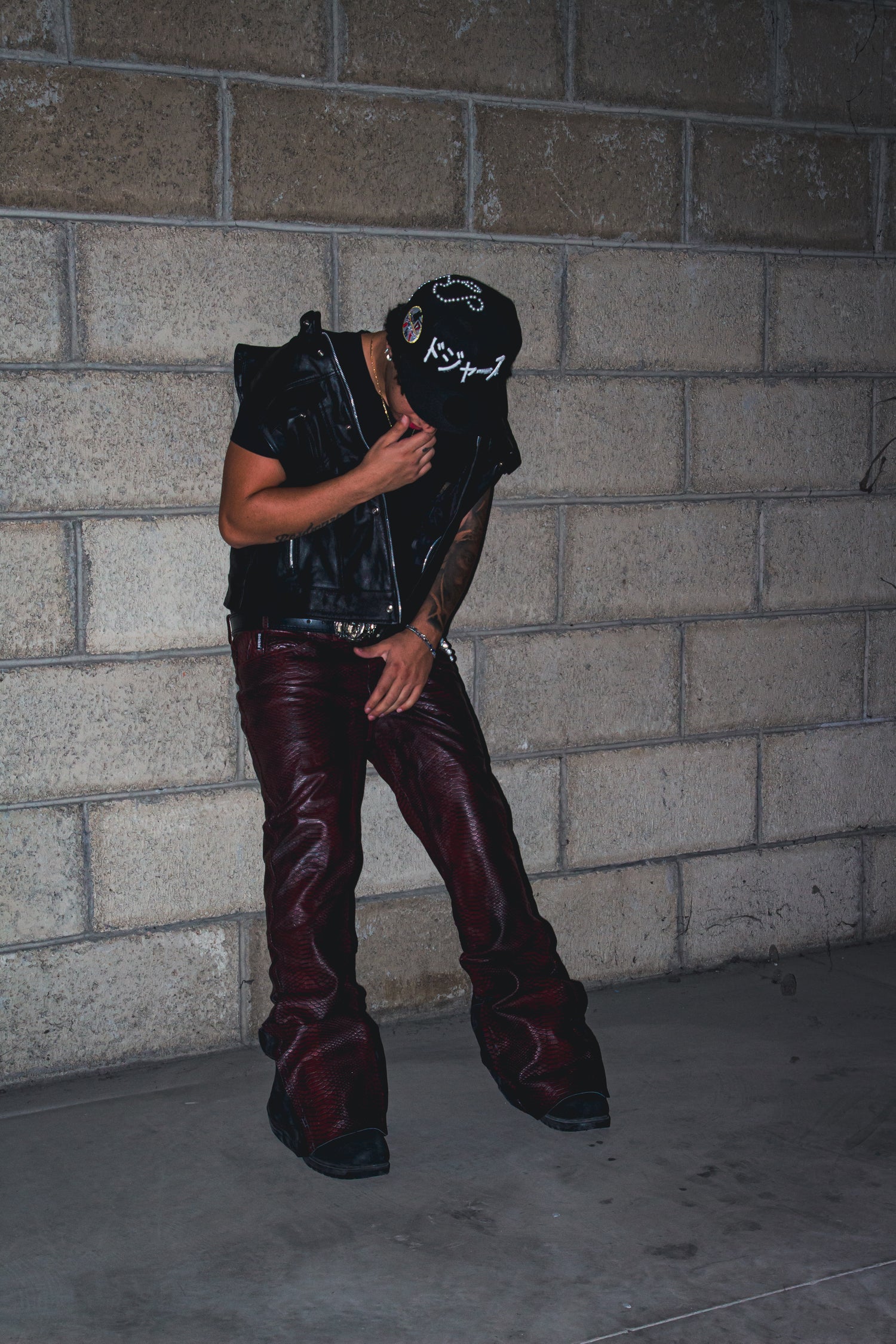 CRIMSON SNAKE REVERSE LEATHER