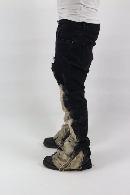 BLACK ACID WASH ULTRA RIPPED REVERSE DENIM