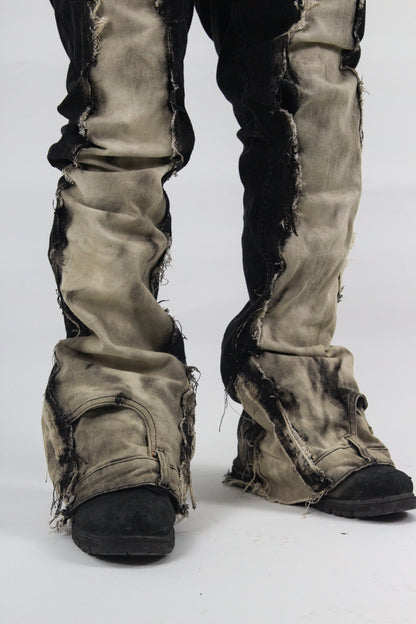BLACK ACID WASH ULTRA RIPPED REVERSE DENIM