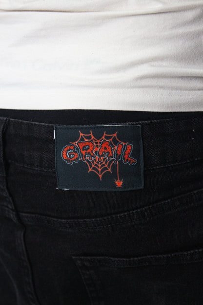 BLACK ACID WASH ULTRA RIPPED REVERSE DENIM
