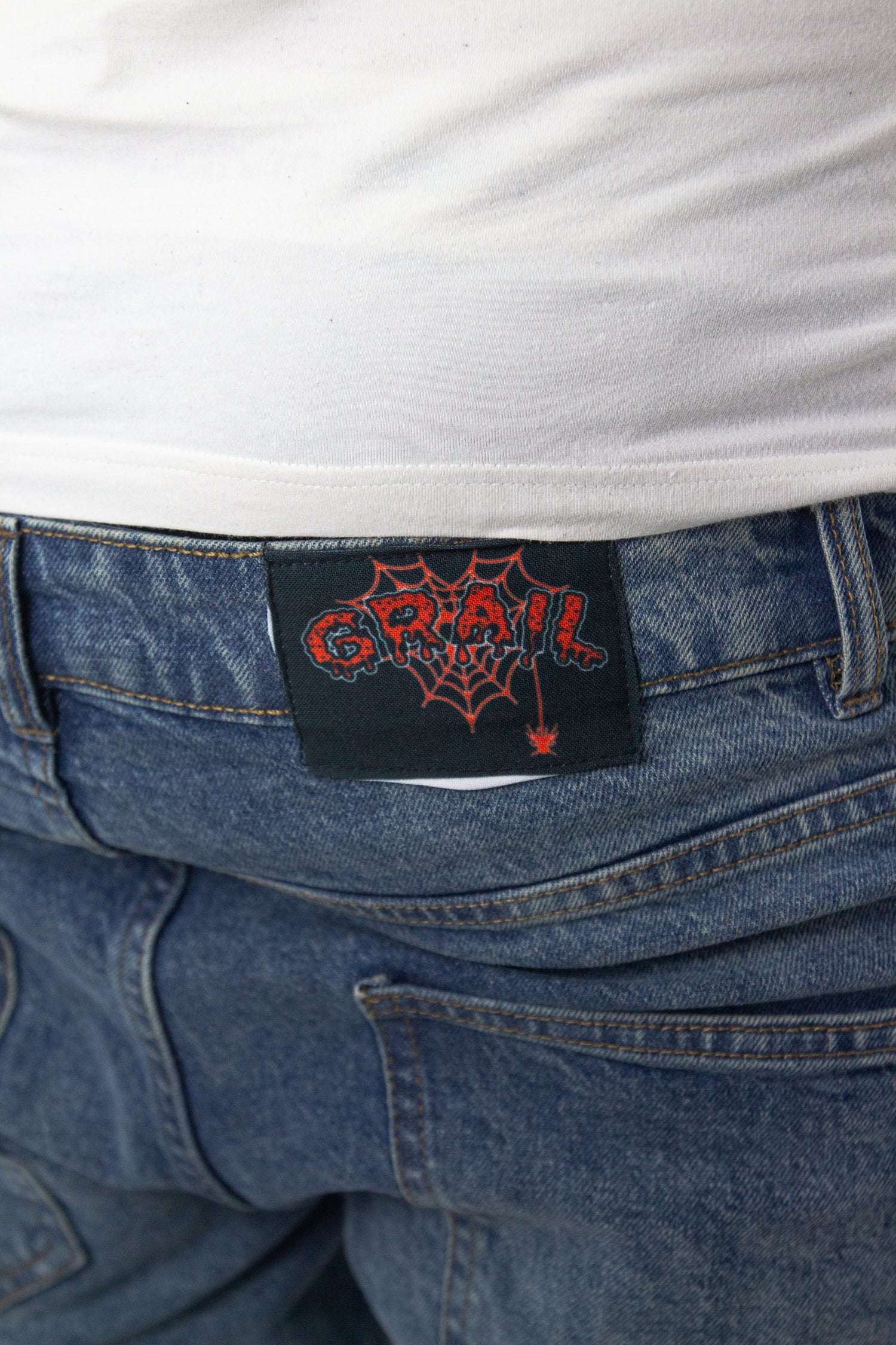 BLUE ACID WASH ULTRA RIPPED REVERSE DENIM