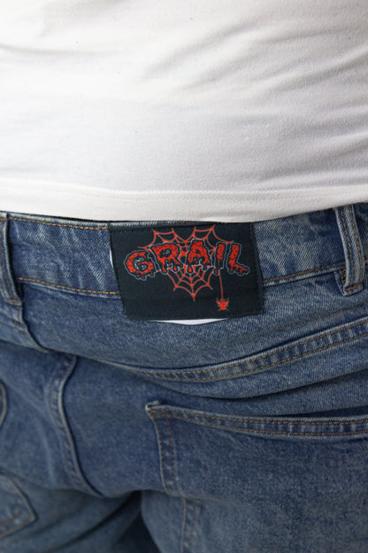 BLUE ACID WASH ULTRA RIPPED REVERSE DENIM