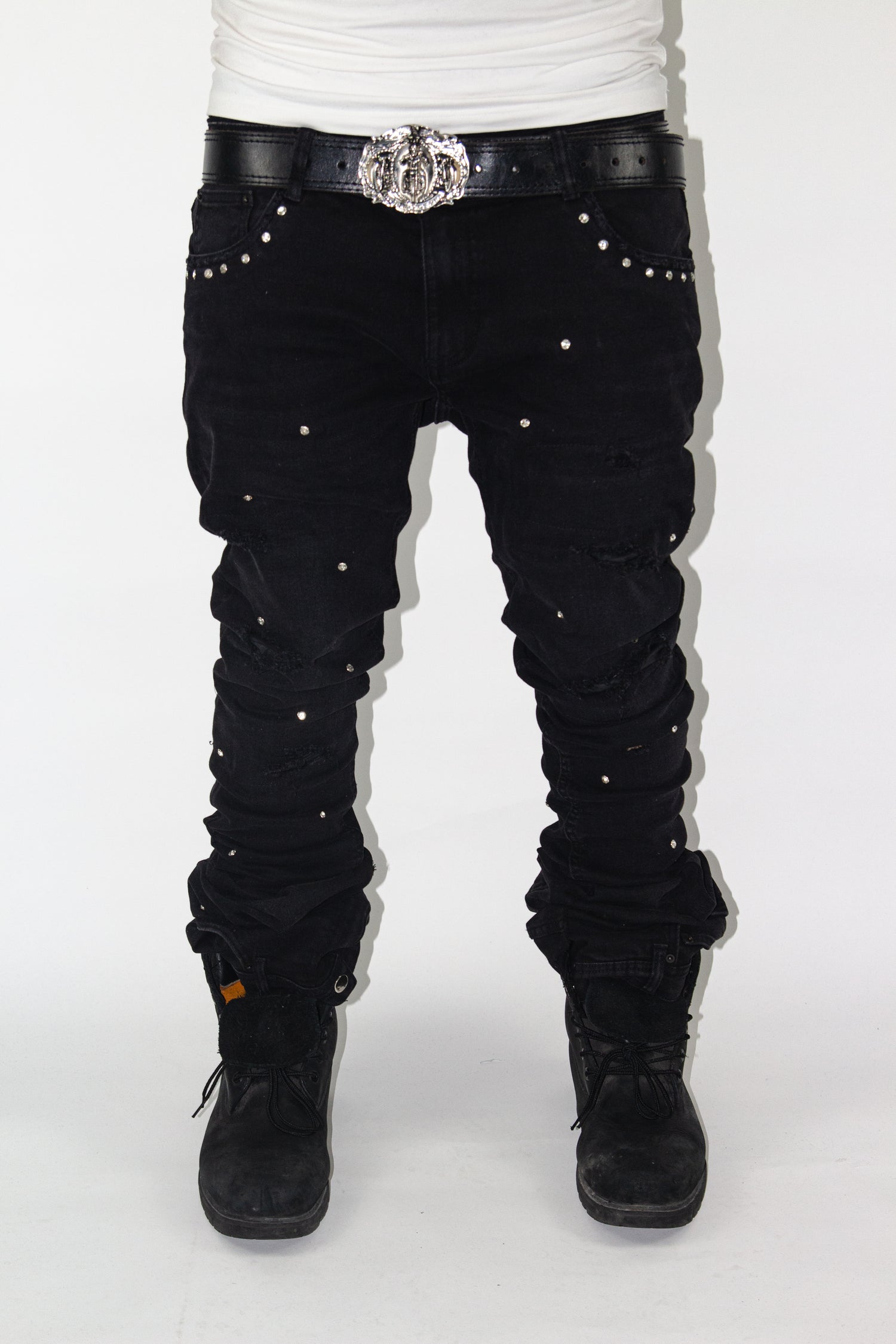 OBSIDIAN BLACK SHINE SKINNY REVERSE DENIM