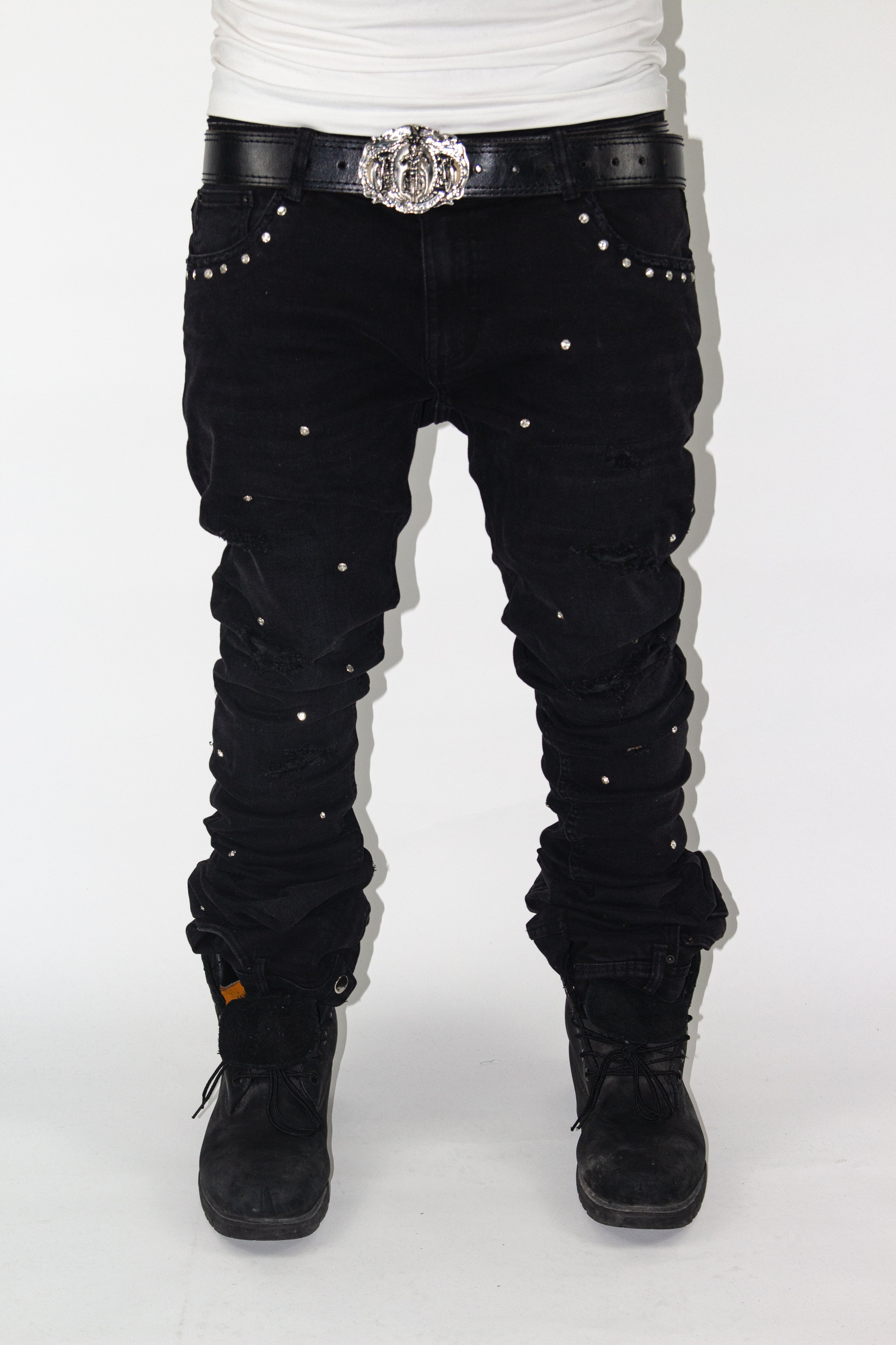 OBSIDIAN BLACK SHINE SKINNY REVERSE DENIM