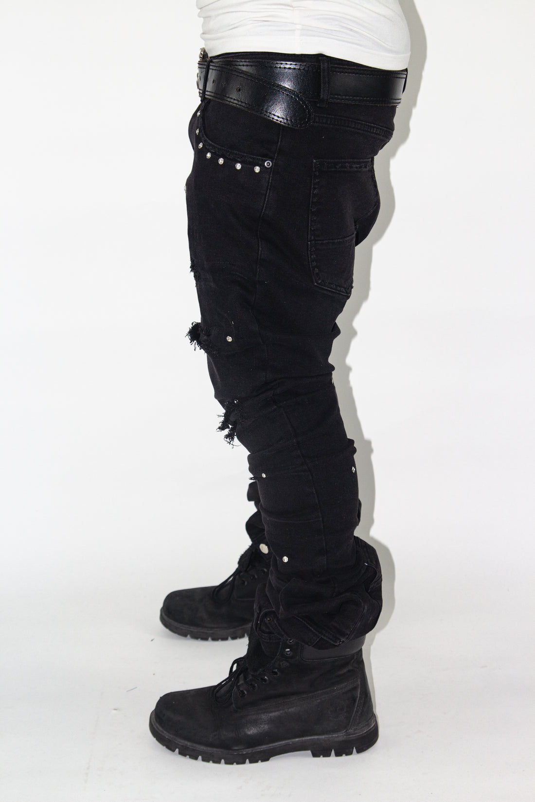 OBSIDIAN BLACK SHINE SKINNY REVERSE DENIM