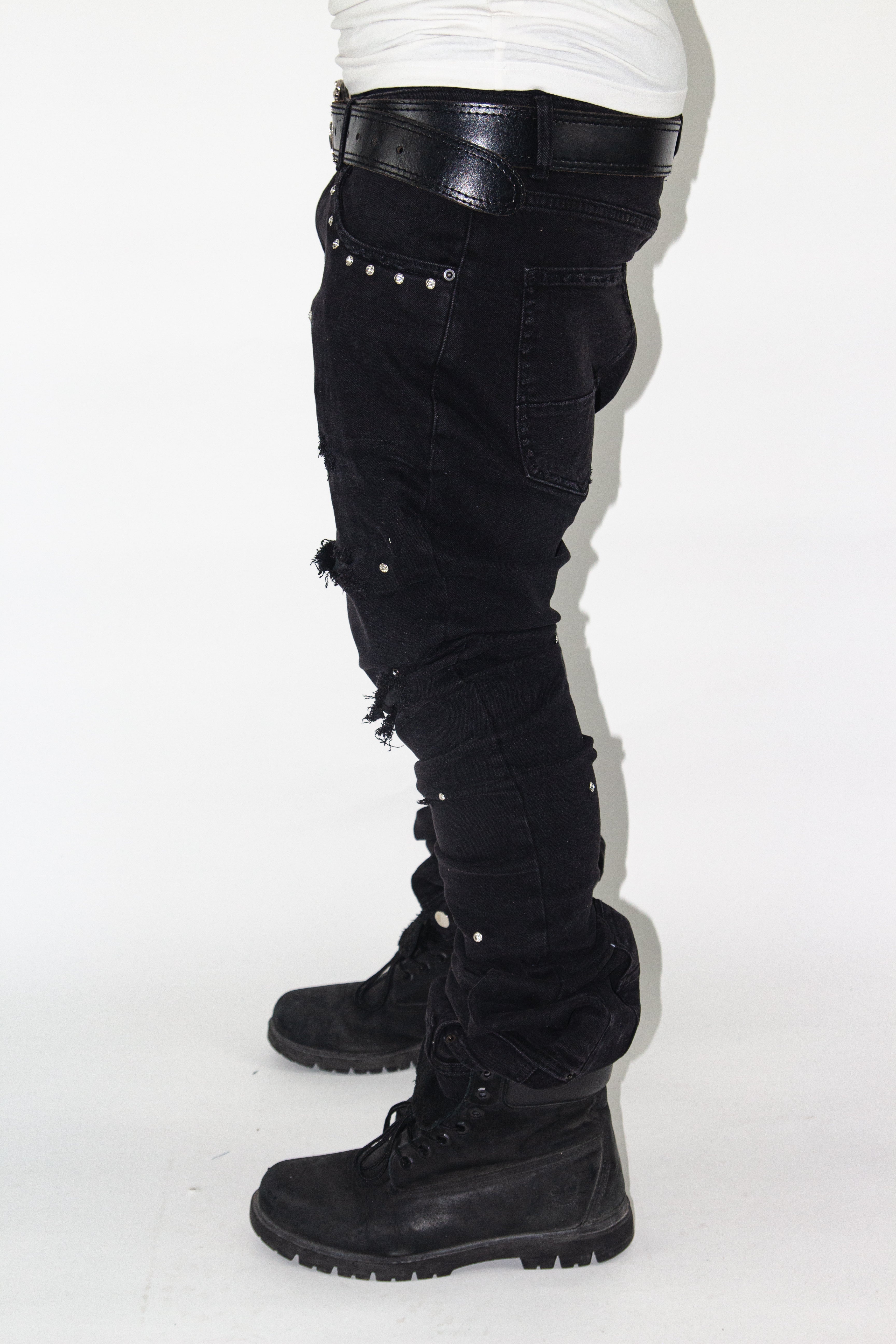 OBSIDIAN BLACK SHINE SKINNY REVERSE DENIM