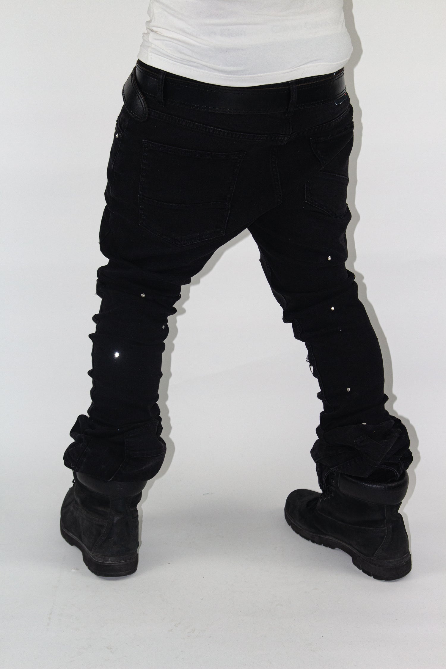 OBSIDIAN BLACK SHINE SKINNY REVERSE DENIM
