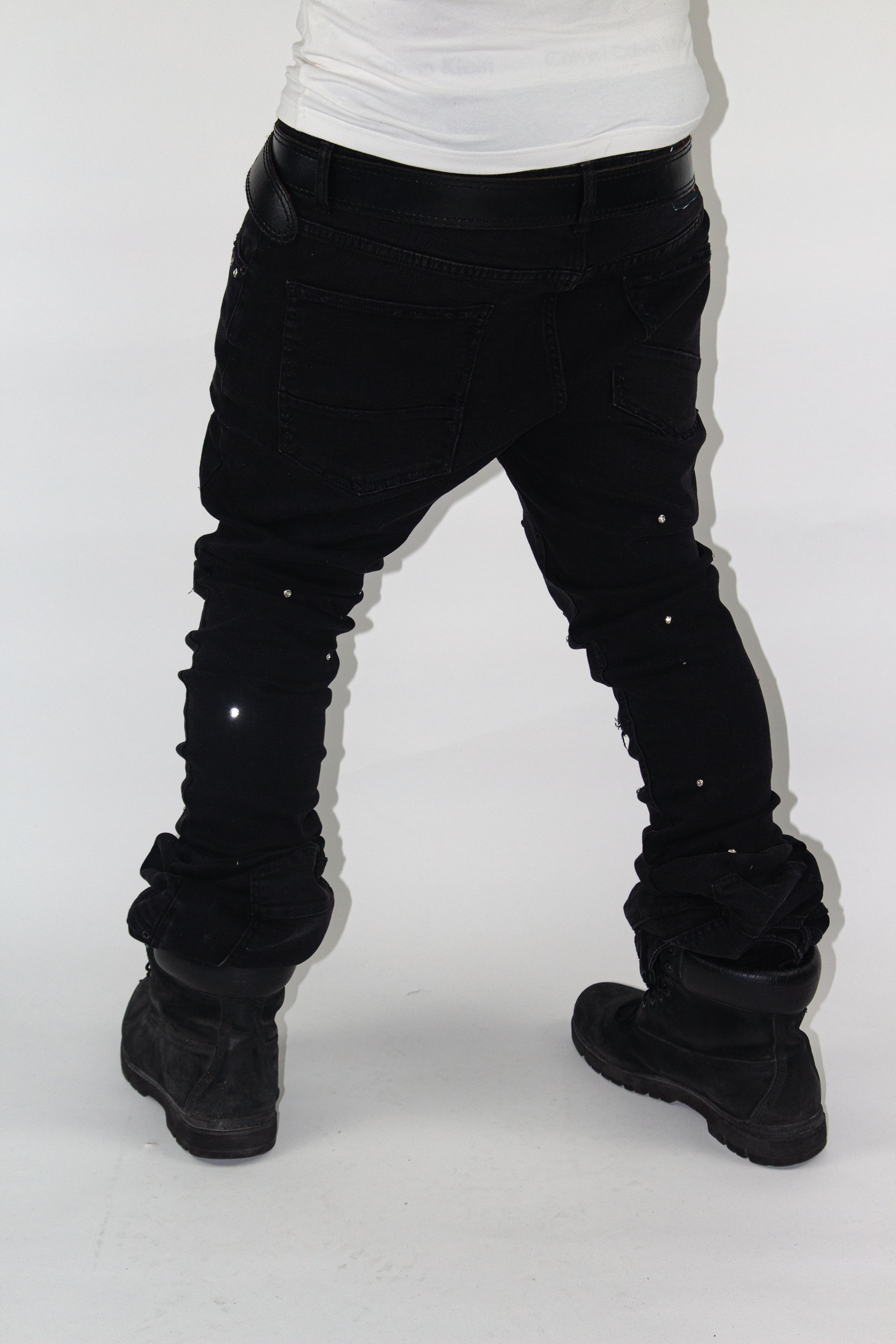 OBSIDIAN BLACK SHINE SKINNY REVERSE DENIM