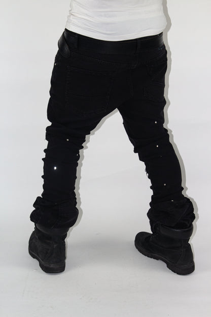 OBSIDIAN BLACK SHINE SKINNY REVERSE DENIM