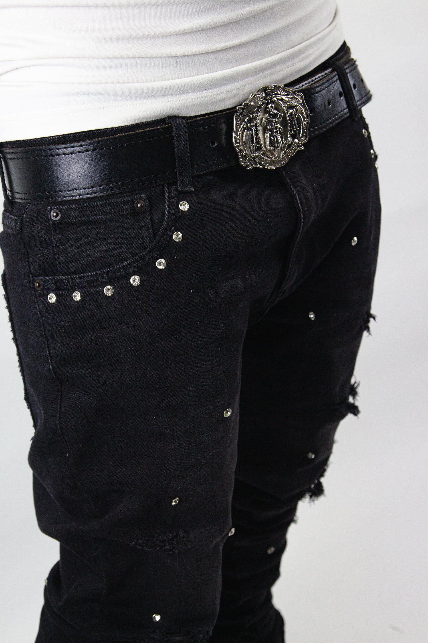 OBSIDIAN BLACK SHINE SKINNY REVERSE DENIM