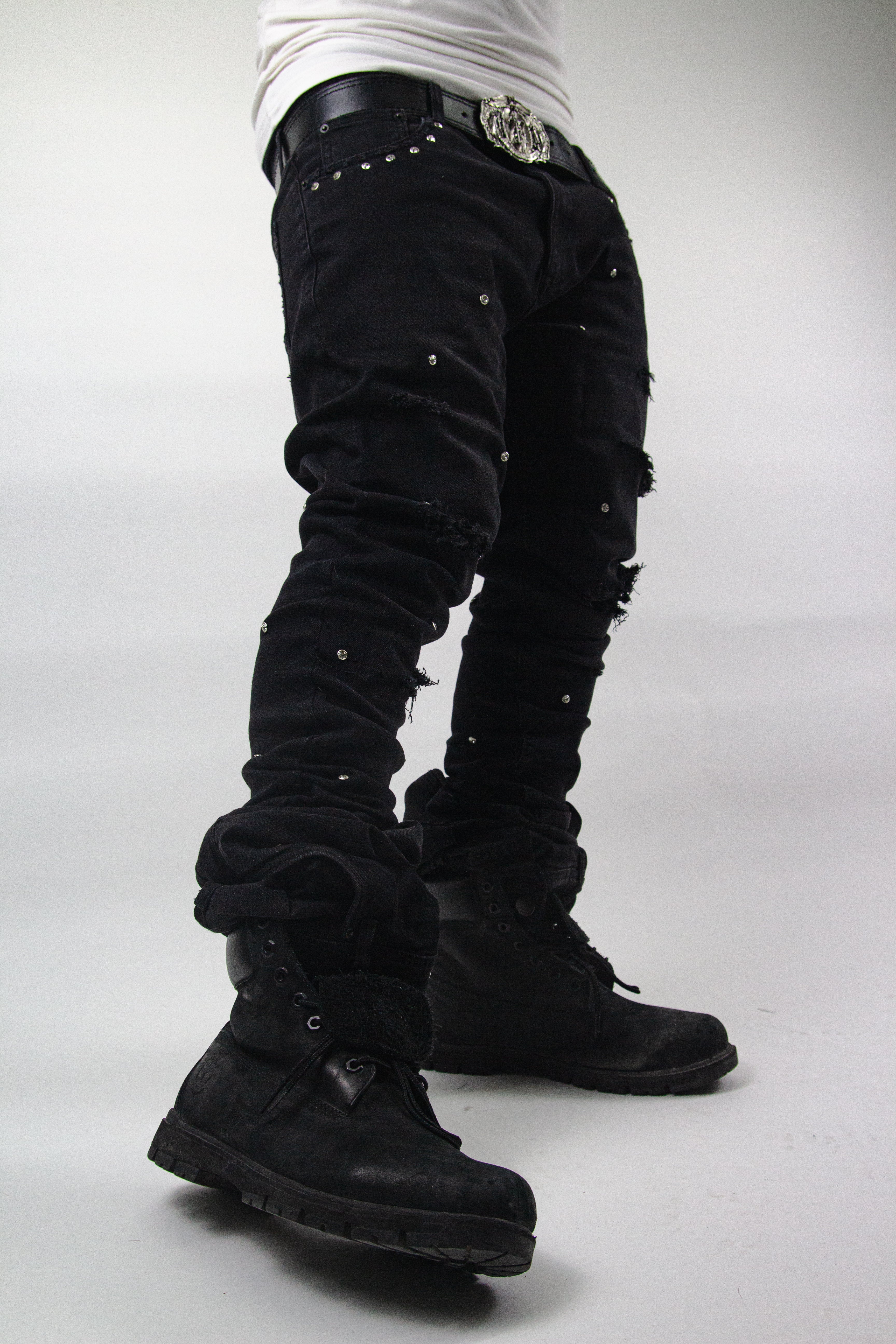 OBSIDIAN BLACK SHINE SKINNY REVERSE DENIM