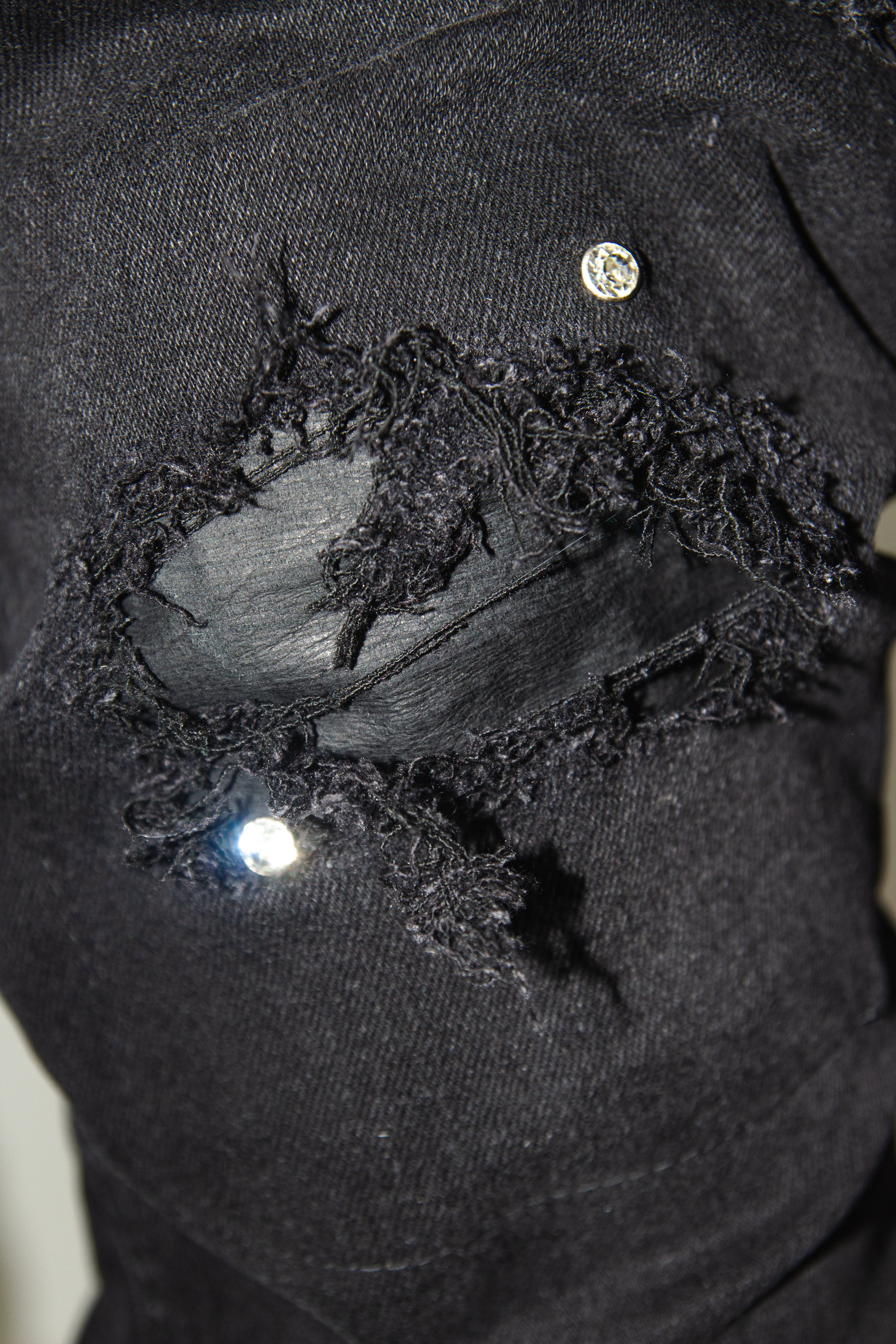 OBSIDIAN BLACK SHINE SKINNY REVERSE DENIM