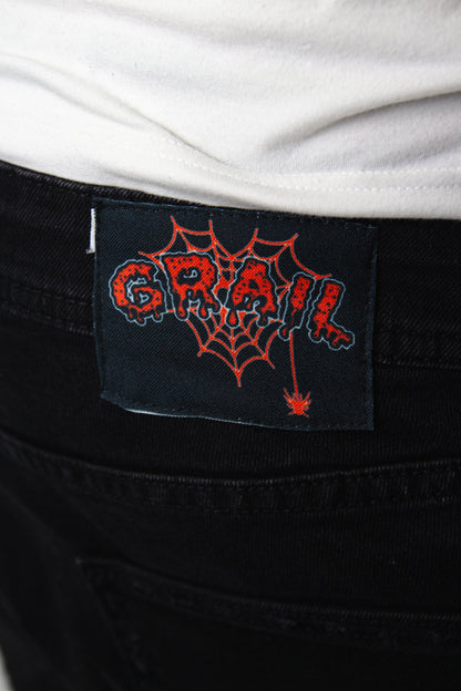 OBSIDIAN BLACK SHINE SKINNY REVERSE DENIM