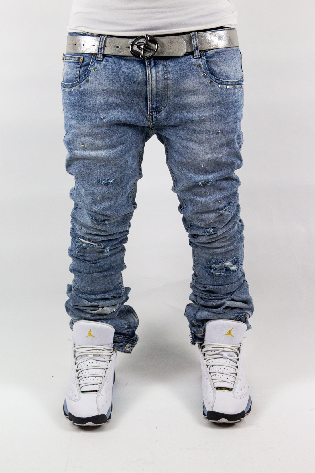 ACQUA MARINE SHINE SKINNY REVERSE DENIM