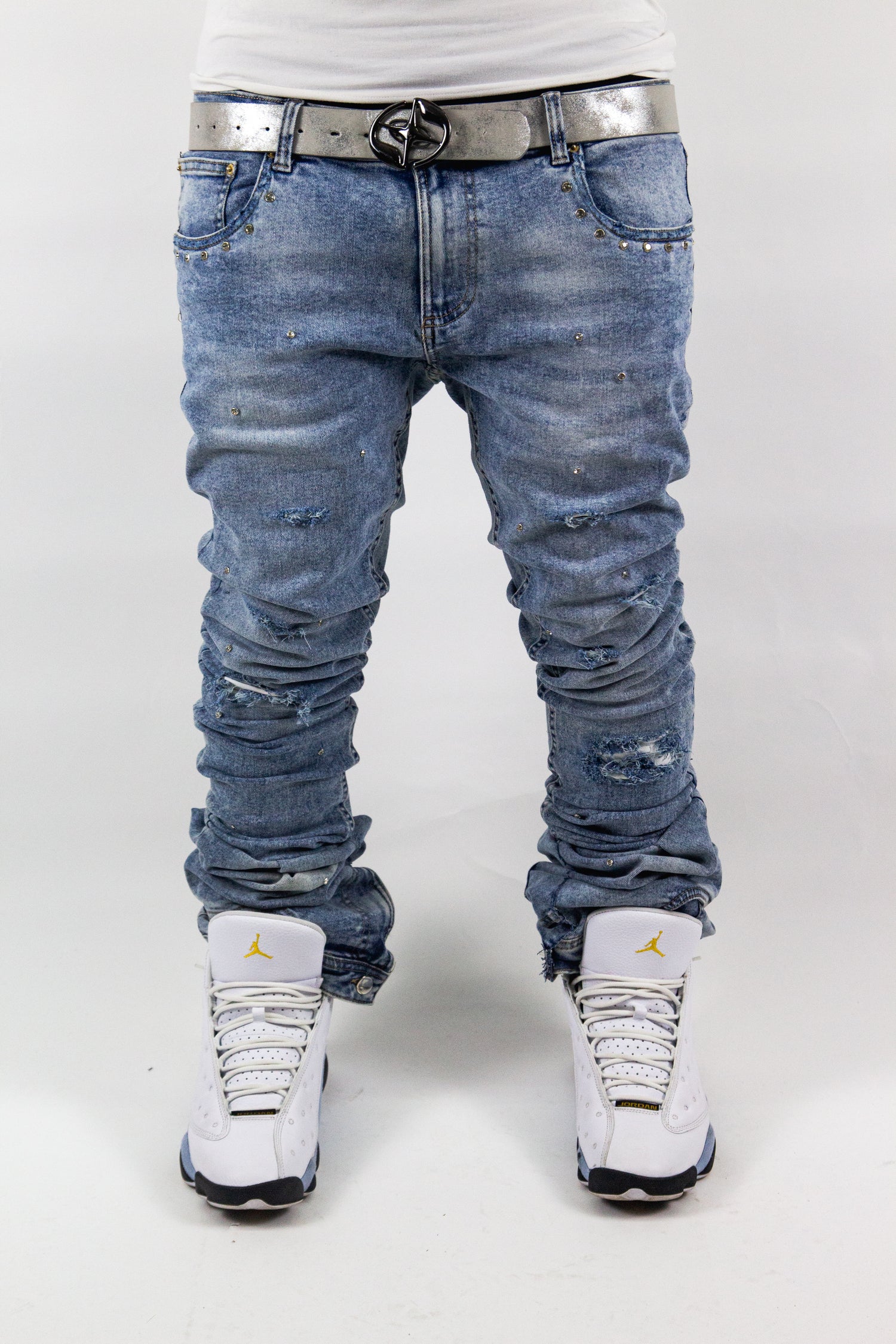 ACQUA MARINE SHINE SKINNY REVERSE DENIM