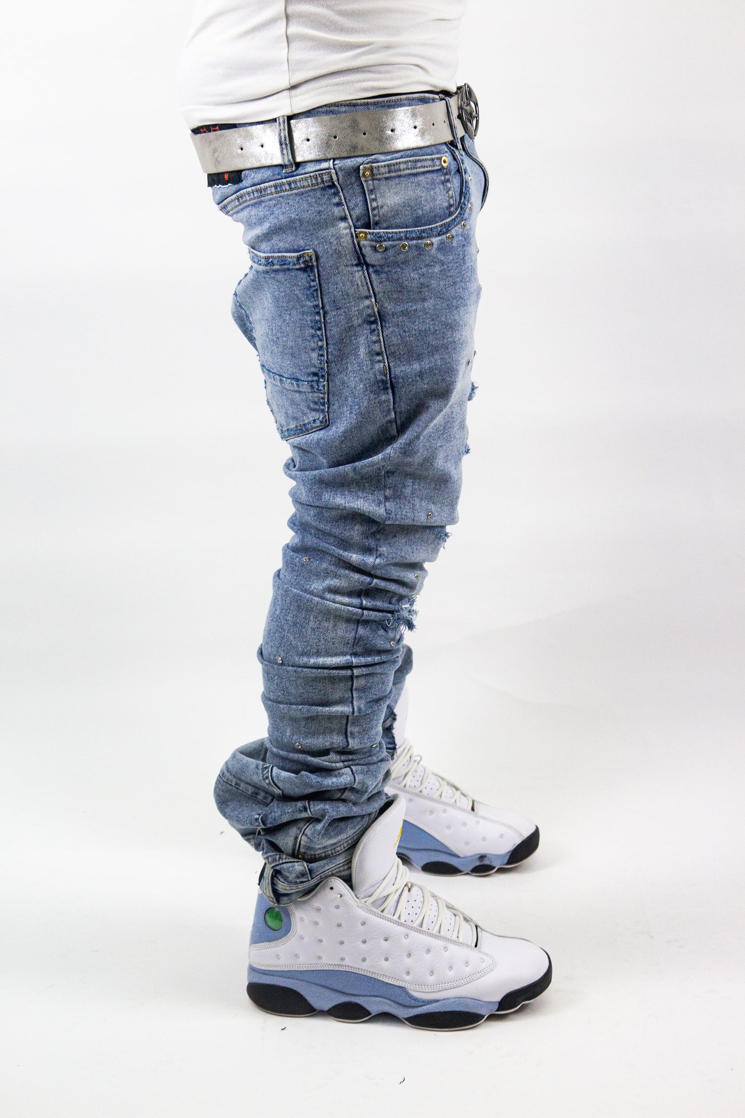 ACQUA MARINE SHINE SKINNY REVERSE DENIM