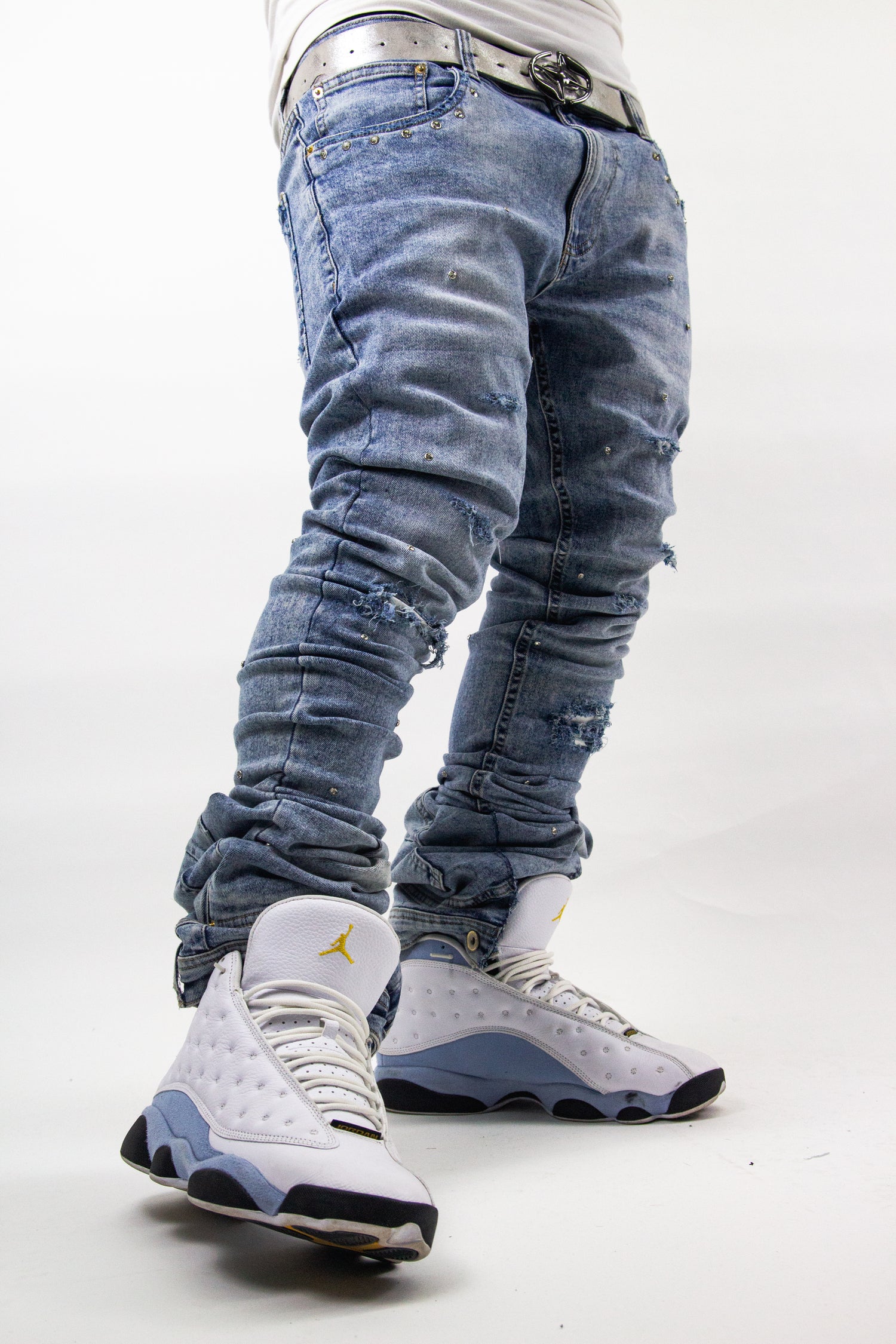 ACQUA MARINE SHINE SKINNY REVERSE DENIM