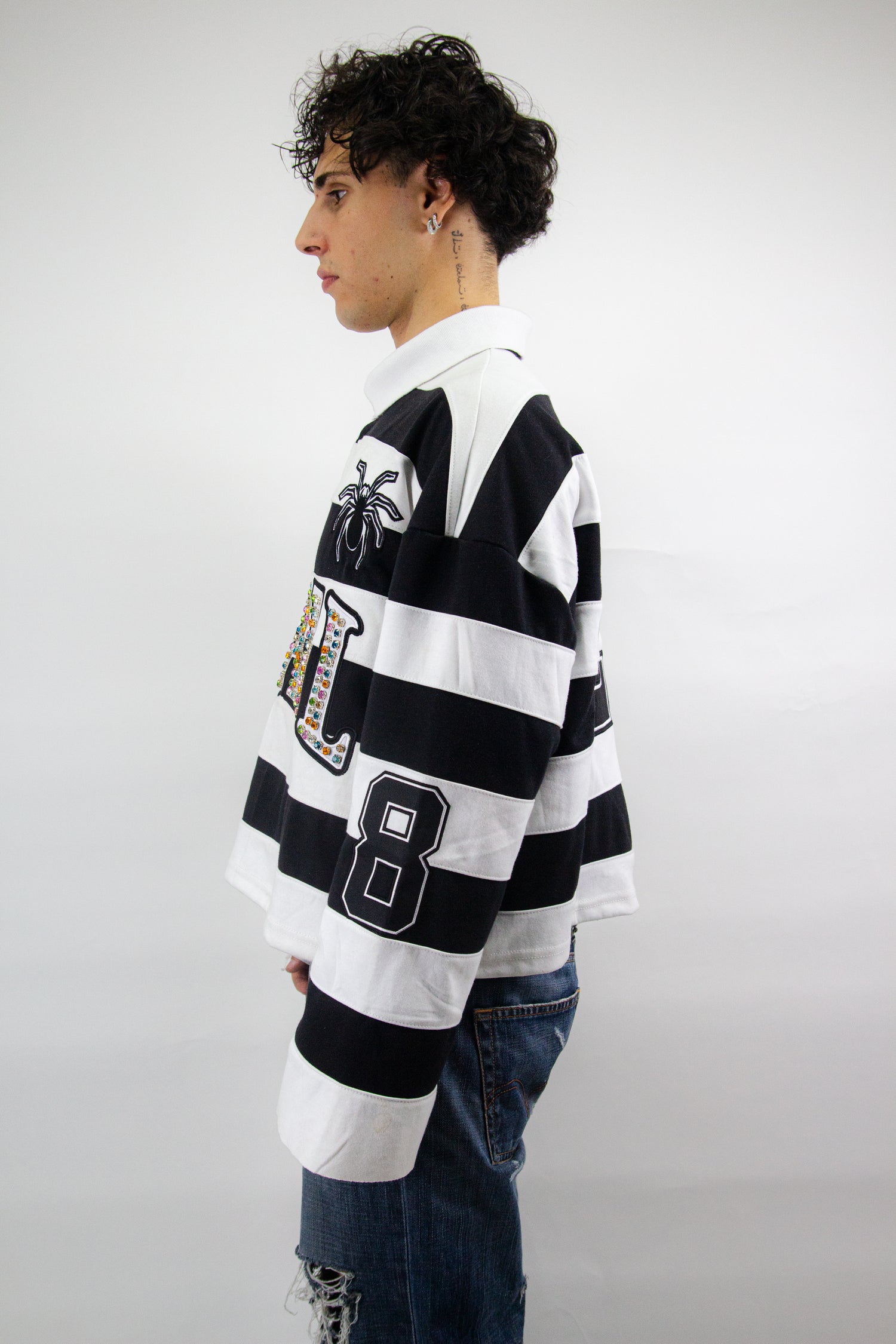 EMBROIDERY GEMS FLARED POLO ( BLACK EDITION )