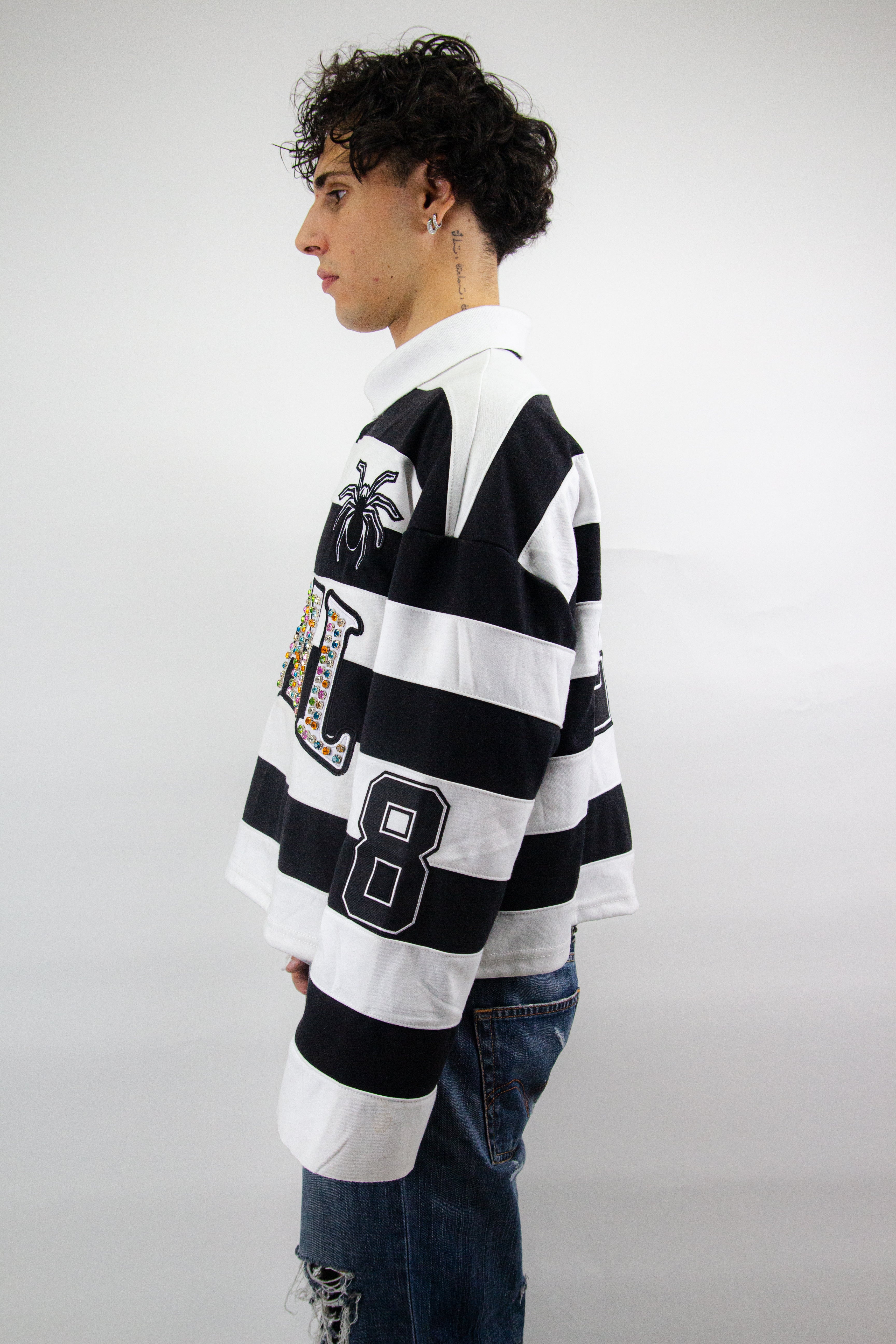 EMBROIDERY GEMS FLARED POLO ( BLACK EDITION )