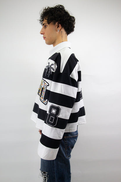 EMBROIDERY GEMS FLARED POLO ( BLACK EDITION )