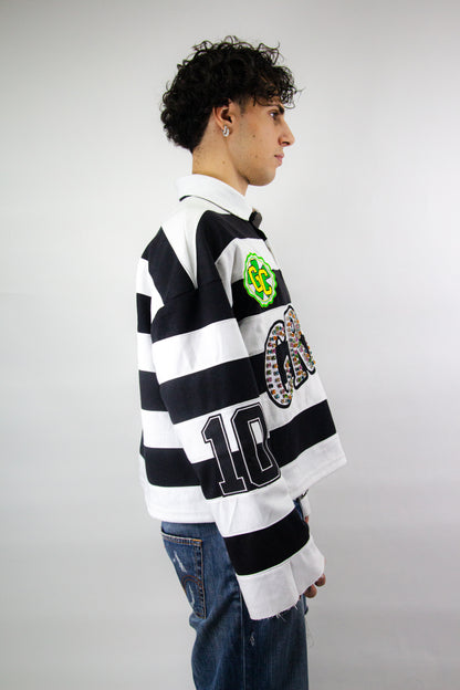 EMBROIDERY GEMS FLARED POLO ( BLACK EDITION )