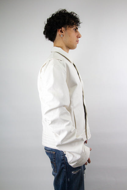 GRAIL FAUX LEATHER PUCKERING JACKET ( WHITE EDITION )