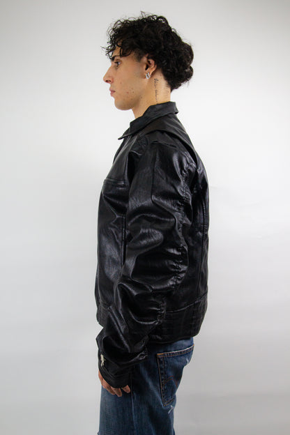 GRAIL FAUX LEATHER PUCKERING JACKET ( BLACK EDITION )