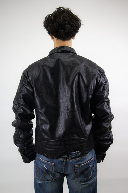 GRAIL FAUX LEATHER PUCKERING JACKET ( BLACK EDITION )